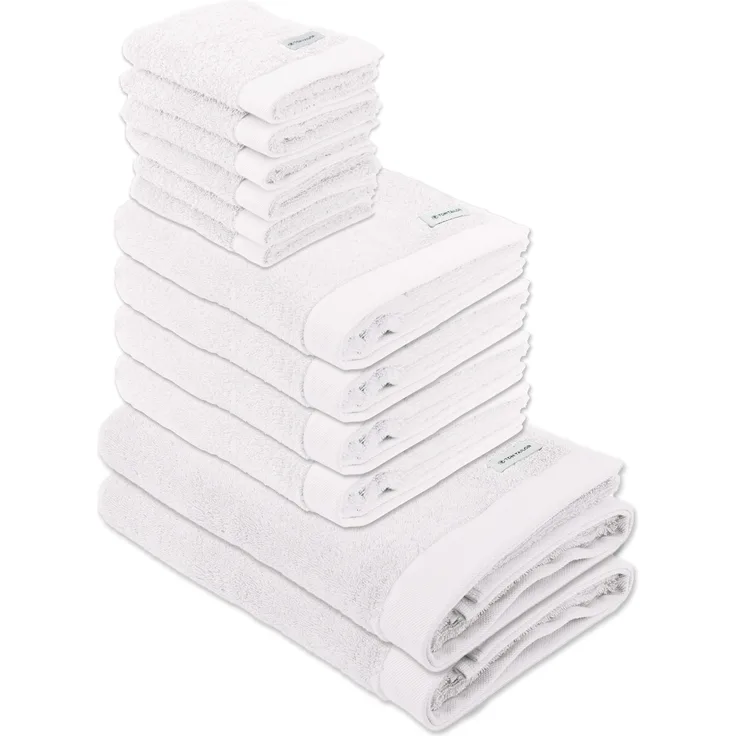 TOM TAILOR Handtuch Set, 12-tlg. - Color Bath, 2x Duschtuch, 4x Handtuch, 6x Gästetuch Weiß Set