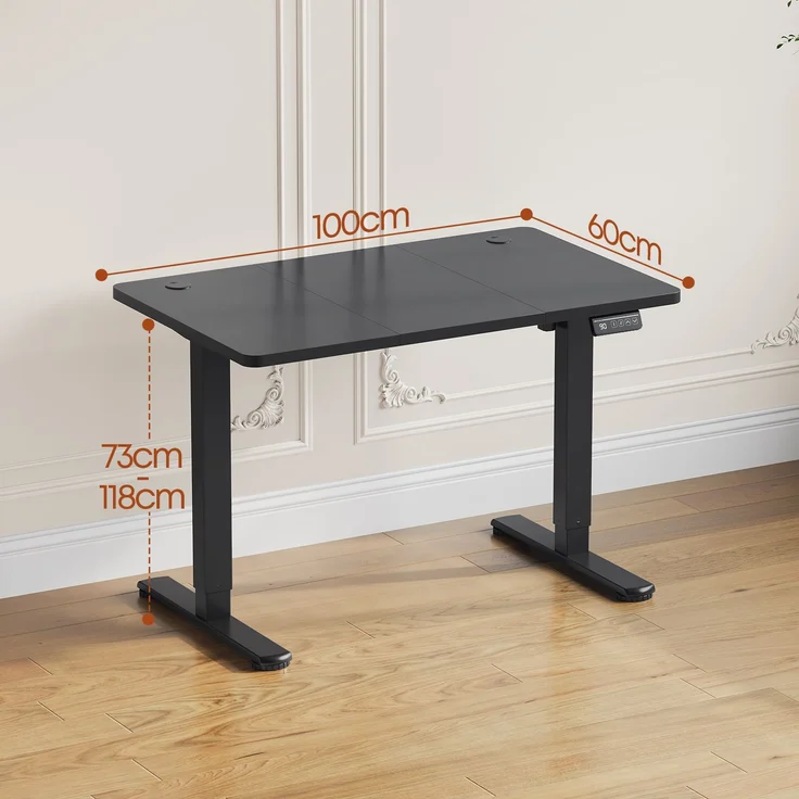 Devoko Hohenverstellbarer Schreibtisch Holzwerkstoff Metall Schwarz 100 x 60 x 73-118 cm – Bild 8