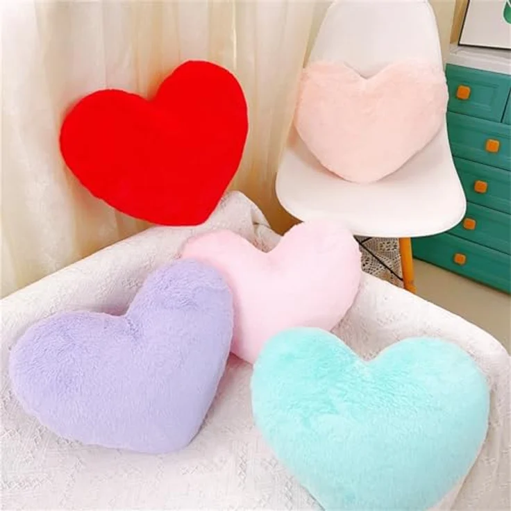 Herzkissen Dekokissen Zierkissen 46x36 cm Herz Kissen Kinderzimmer Decor Herzform Dekokissen Kopfkissen Kissen Zierkissen, Plüsch Kinderkissen für Kinderzimmer Sofa Dekoration (lila) – Bild 7