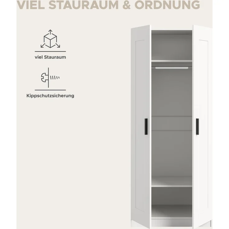 Visby Kleiderschrank 2-türig in weiß – Bild 8