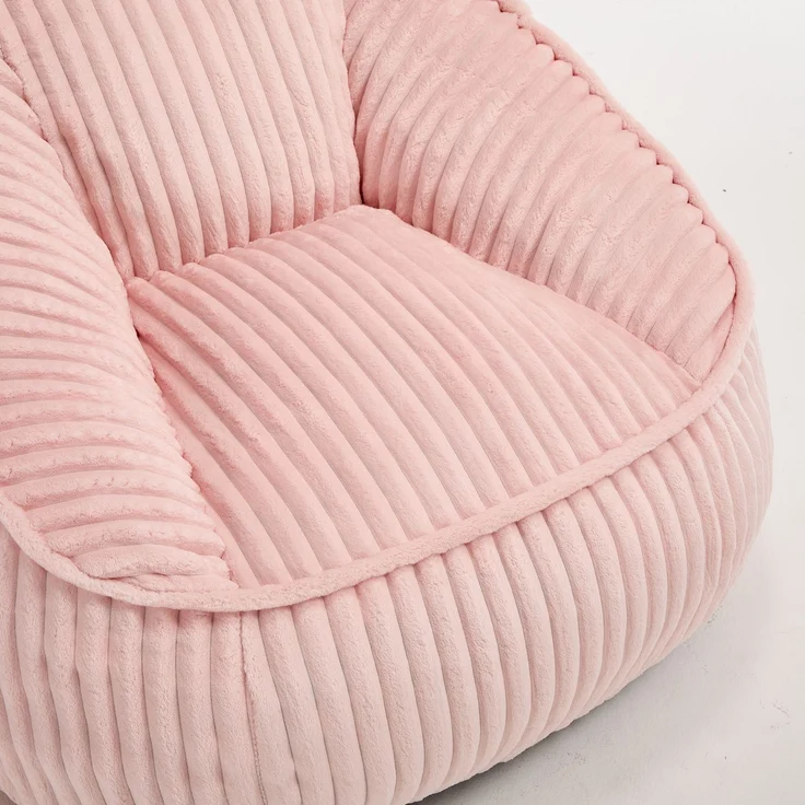 Bean Bag Stuhl mit Memory-Schaumstofffüllung, gestreifter Blasen-Plüsch, flauschig, gemütlich, gemütlicher Sofa für Wohnzimmer, Wohnungen und Schlafsäle--Rosa--98x92x73cm--YOUDENOVA – Bild 9