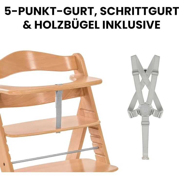 Hauck 'Alpha+' Treppenhochstuhl, natur, ab 6 Monaten, mitwachsend, höhenverstellbar, bis 90 kg belastbar – Bild 7