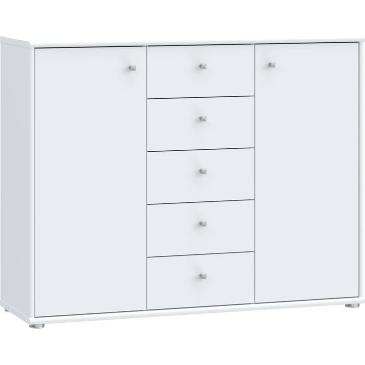 Kommode >Tembi< in Weiß - 108,8x85,5x34,8cm (BxHxT)