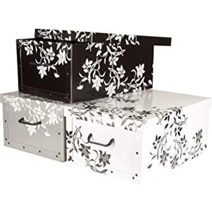 BigDean Aufbewahrungsbox 3x je 45 Liter mit Deckel & Griffen stabile Pappe Ordnungsboxen (Set, 3 St, Aufbewahrungsbox), Robust + Stabil mit Griff, Hübsche + praktische Deko-Box – Bild 2