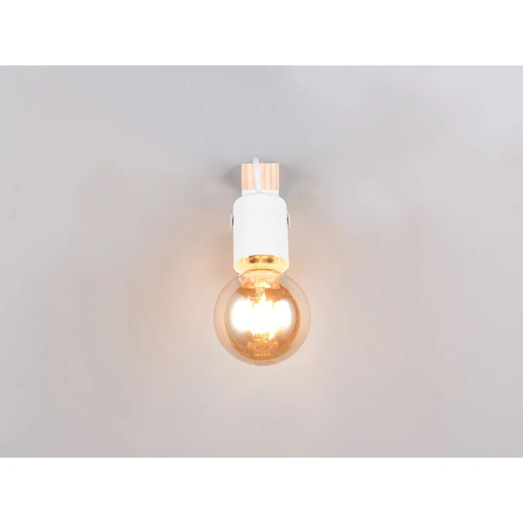 LED Wandstrahler aus Metall in Weiß mit Naturholz, Höhe 13cm – Bild 6