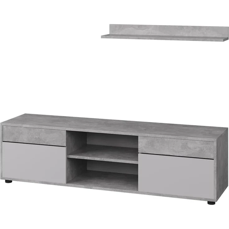 Wohnwand Berno Beton/Weiß 2 Teile Vicco – Bild 1