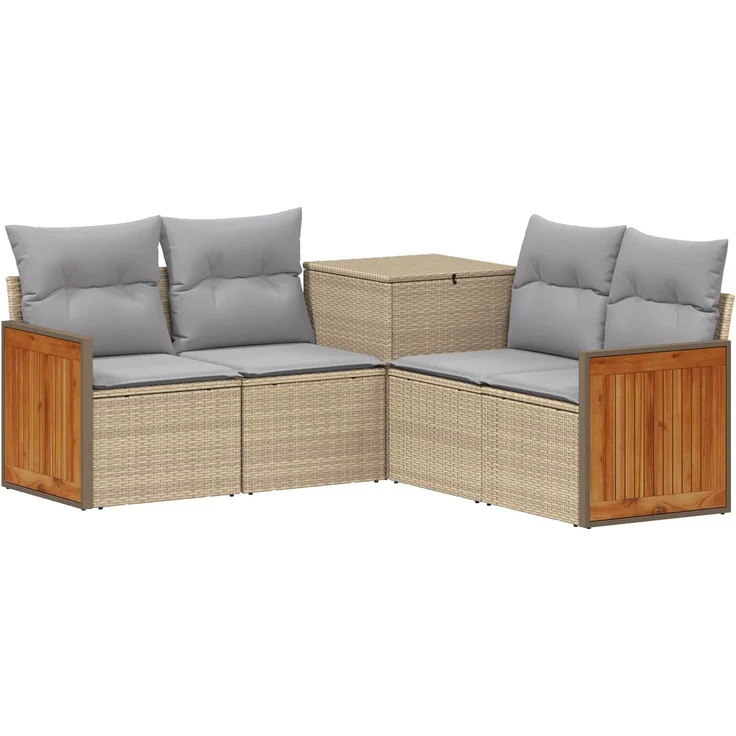 vidaXL Sofa Set 5 stk. Beige und Hellgrau Polyrattan und Stahl 3447967 – Bild 2
