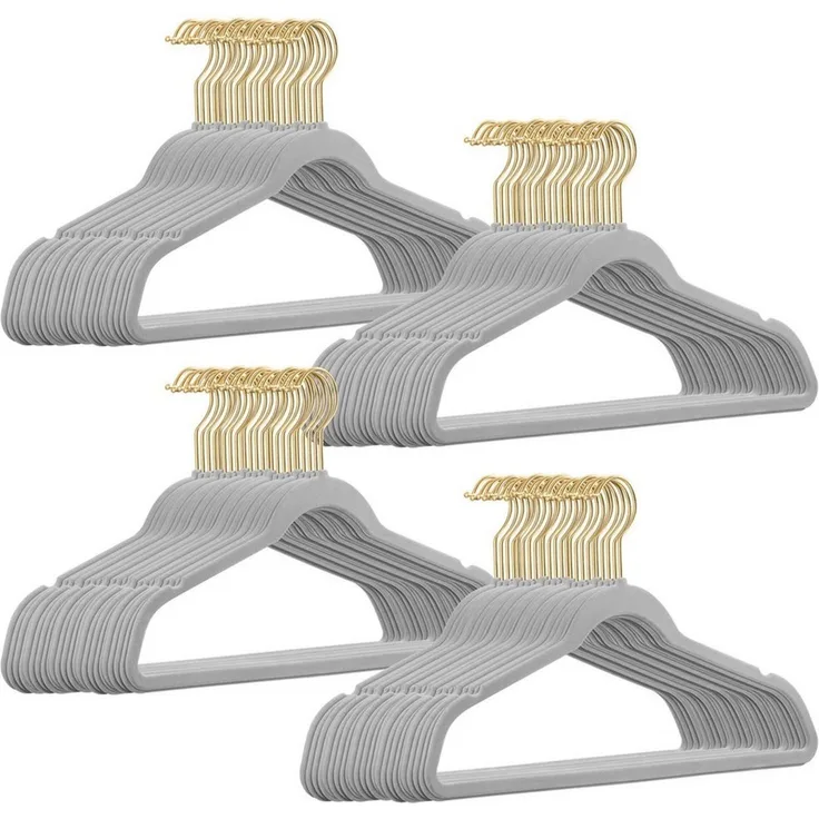 StickandShine Kleiderbügel Samt 100 Stück in verschiedenen Farben mit edlen Goldhaken im Set, (Spar-Set), Designbügel