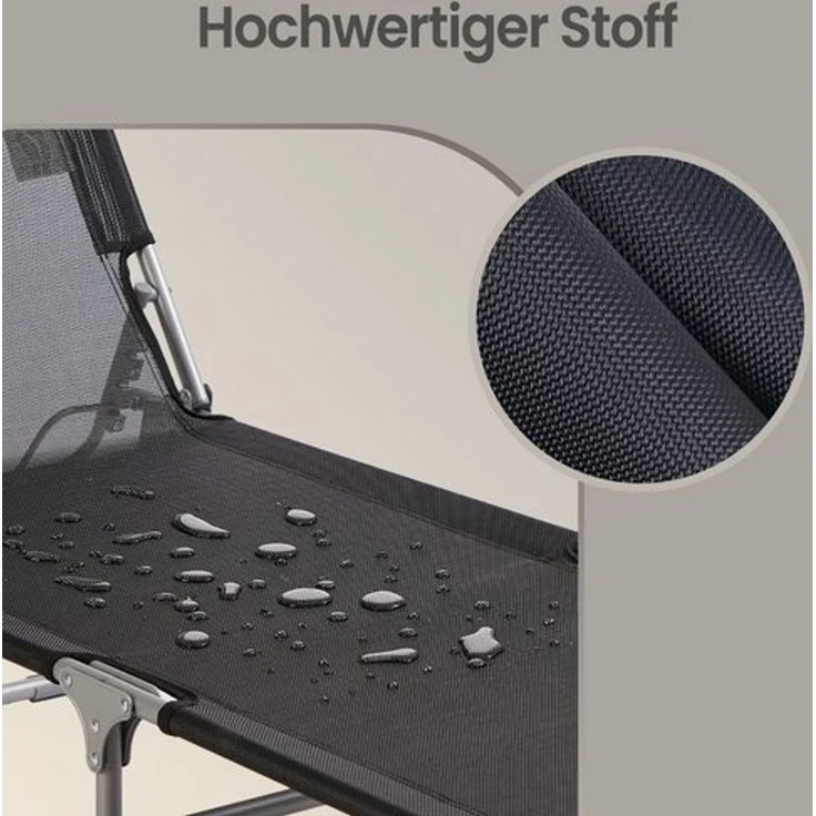 SONGMICS Sonnenliege klappbar, 2er Set, mit Kopfstütze, belastbar bis 110 kg, verstellbare Sonnenblende, grau – Bild 4