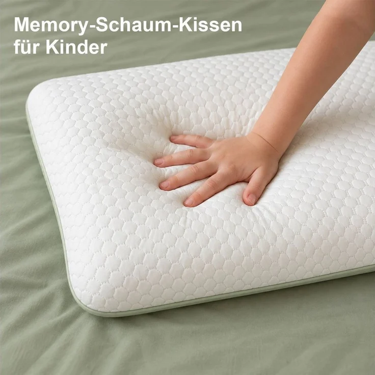Esun Kopfkissen Kinderkissen Memory Foam Kissen, Ergonomisch Kinderkopfkissen ab 3-8, Füllung: 100% Memory Foam, Ruckenschlafer, Bauchschlafer, Seitenschlafer, Set, ergonomisches kopfkissen, seitenschläferkissen kinder, Atmungsaktiver 3D-Bezug Waschbar... – Bild 4