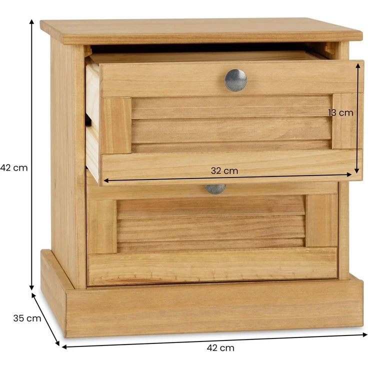 IDIMEX Nachtkommode VENETA, Nachtkonsole mit 2 Schubladen im Landhausstil Lamellendesign natur – Bild 7