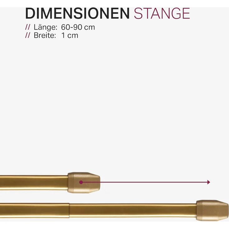 Bestlivings Vitragestange 2er-Pack, Ø 10 mm, 1-läufig, ausziehbar, mit Selbstklebehaken, geklebt, Edelstahl, für Küchen- & Bistrogardinen – Bild 3