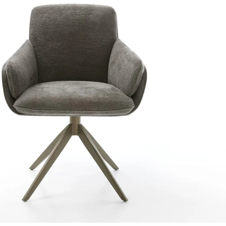 Drehstuhl Luan-Flex mit Armlehnen Bouclé Soft Schlamm Kreuzgestell breit Effektfinish Titan 360° drehbar Wippfunktion – Bild 2