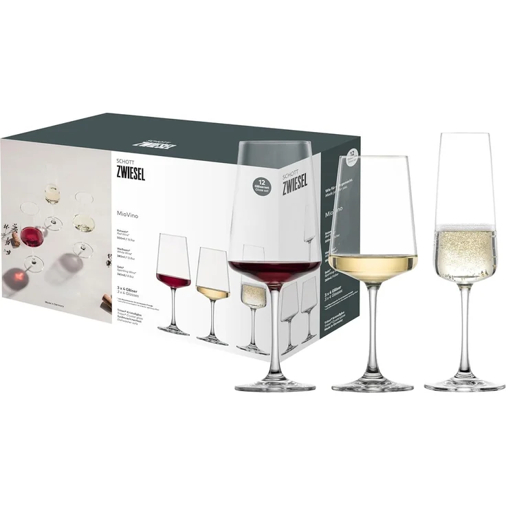 SCHOTT ZWIESEL Gläserset MioVino (12er-Starterset), moderne Weingläser und Sektgläser im Set, spülmaschinenfeste Tritan-Kristallgläser, Made in Germany (Art.-Nr. 124072) – Bild 1