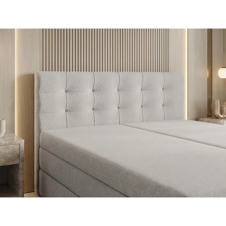 AX LIVING Finike Boxspringbett 180x200 cm, 2 Matratzen, Stoff Beige – Bild 4