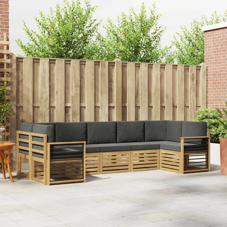 vidaXL Outdoor-Sofagarnitur 7 stk. 7-Sitzer Weiß und Anthrazit 3392447 – Bild 1
