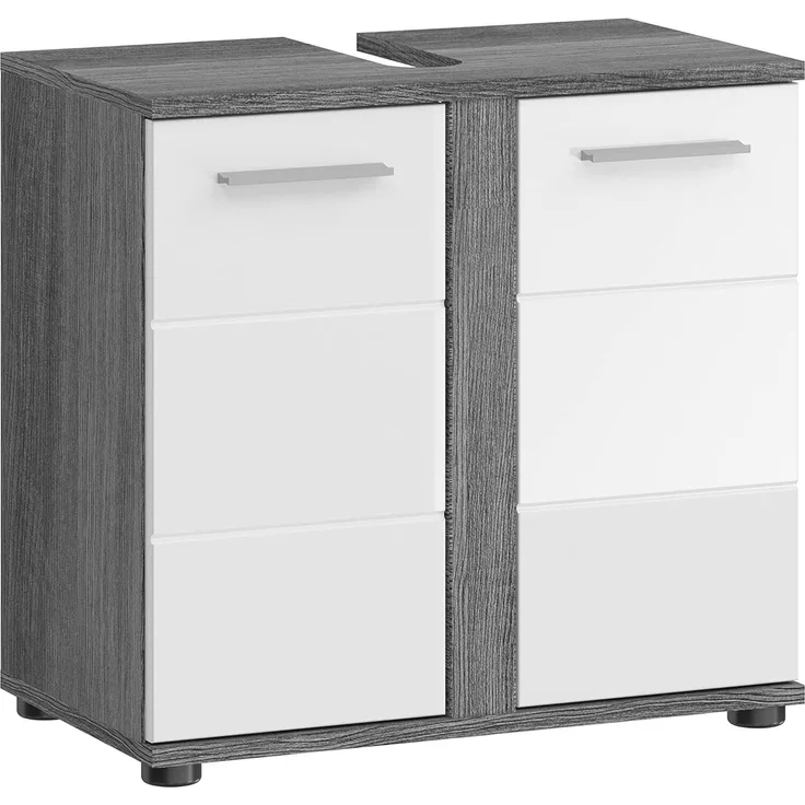 Waschbeckenunterschrank Blake - Rauchsilber / Weiß Hochglanz