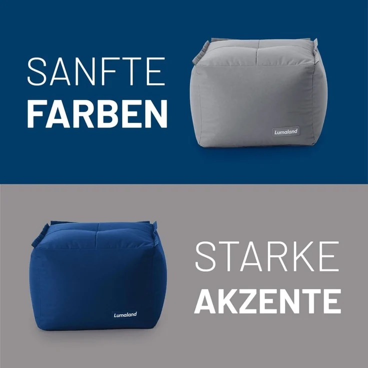 Lumaland Sitzsack-Sofa, Polyester, Pouf, Grau, 40 x 54 x 54 cm – Bild 8