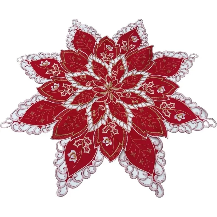 Westernlifestyle Mitteldecke Sternförmige rote Tischdecke Weihnachten Weihnachtsdecke ca. 85 cm