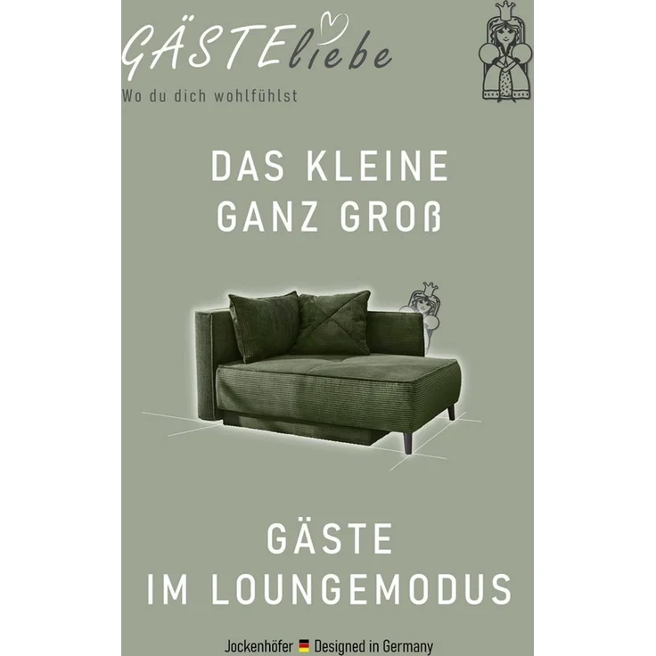 Jockenhöfer Gruppe Recamiere Rex, B: 155 cm, Liegefl. 88x200 cm, mit Bettfunktion, Bettkasten & Zierkissen, Federkern – Bild 3