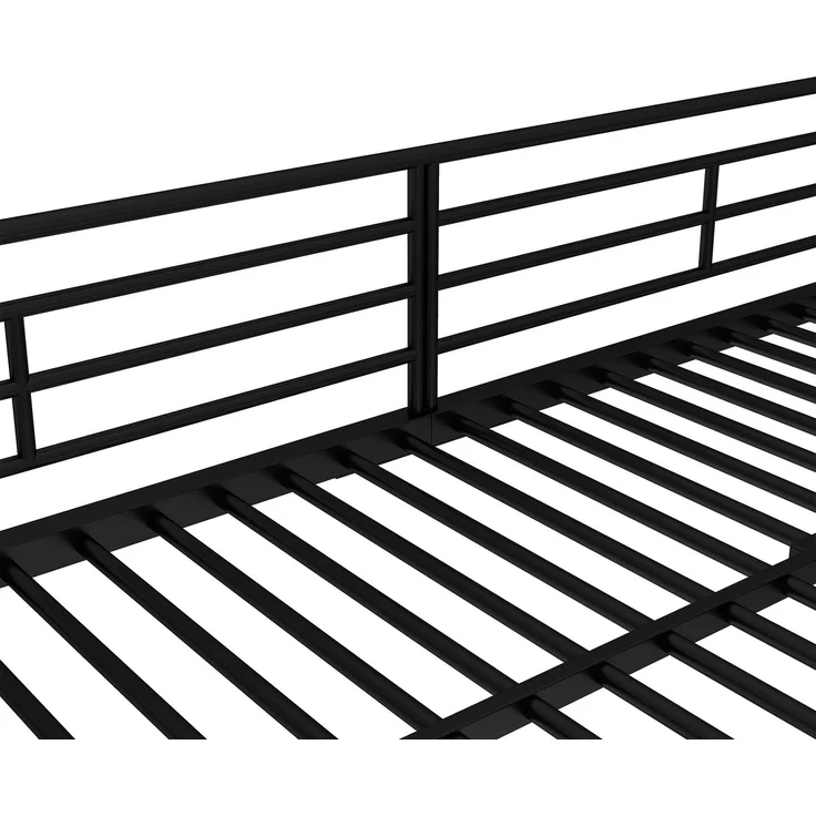EINHOM Eisenrahmenbett, Etagenbett, Offener Schuhschrank, Doppeltüriger Kleiner Lagerschrank, Geeignet für Kinder und Jugendliche, mit Seitenleiter, mit Fallschutzgitter, Eisen, Schwarz, 90 x 200 cm (Ohne Matratze) – Bild 7