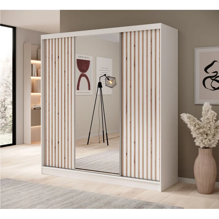 Schiebetürenschrank Schrank BRITE in Weiß 200x215x61 cm – Bild 1