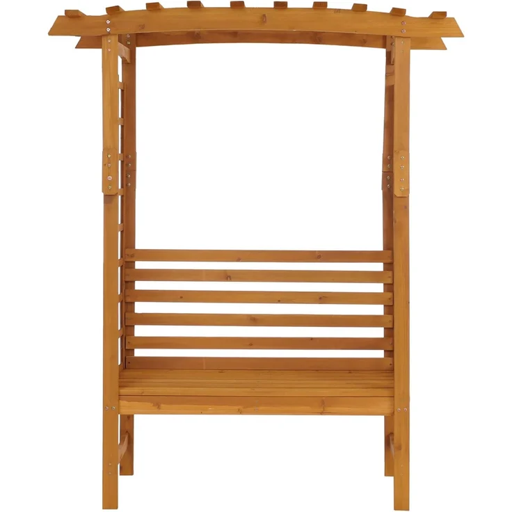 Rosenbogen mit Sitzbank HWC-Q21, Gartenbogen Rankhilfe Bank Gartenbank Holz FSC®-zertifiziert 201x160x60cm ~ natur – Bild 6