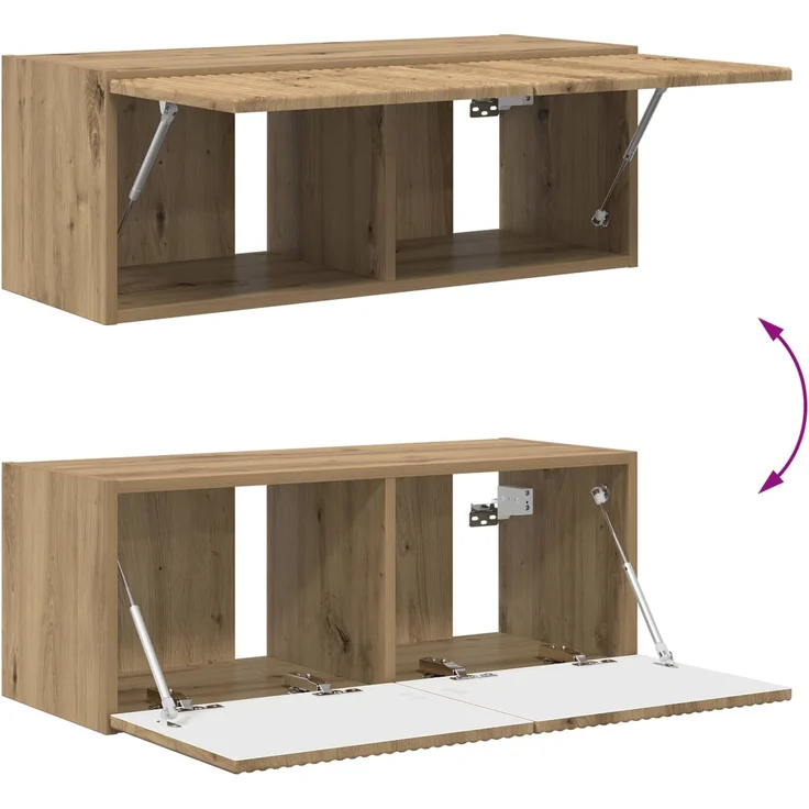 vidaXL TV-Wandregal-Set Wandmontiert 4 pcs Artisan-Eiche Holzwerkstoff 3408924 – Bild 10