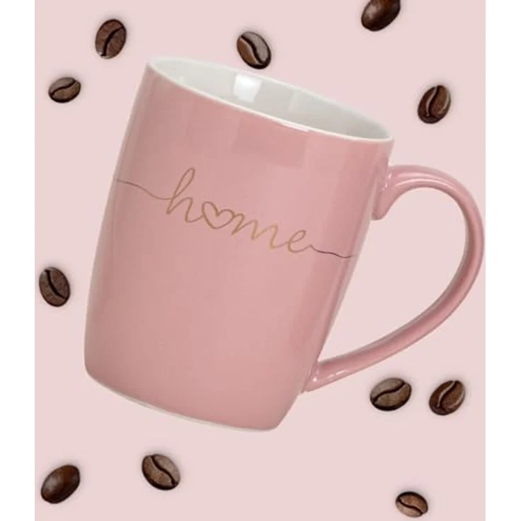 matches21 HOME & HOBBY Tasse Schöne Kaffeetassen 6er Set einfarbig Herzen mit Spruch Home, 6-tlg, Porzellan, Tee Kaffee-Becher, klassisch, rosa pink weiss goldfarben, 300 ml – Bild 4