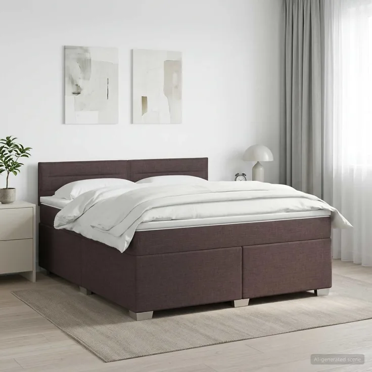 vidaXL Boxspringbett mit Matratze Dunkelbraun 140 x 190 cm Stoff 3450470