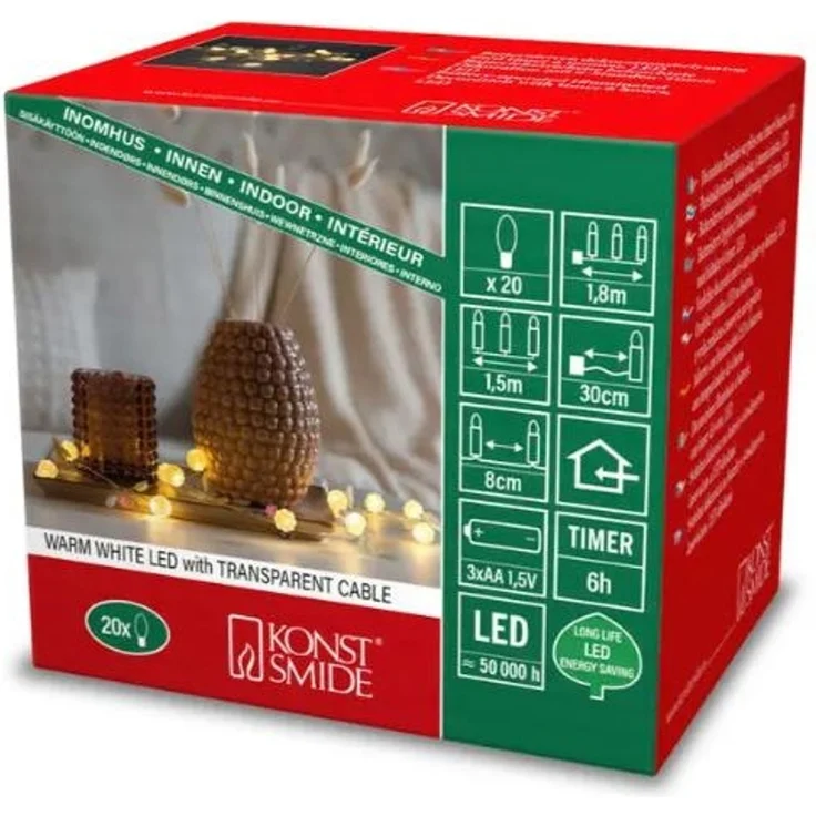 Konstsmide LED Lichterkette grüne Blätter und Beeren 1,80 m warmweiß mit Timer – Bild 2