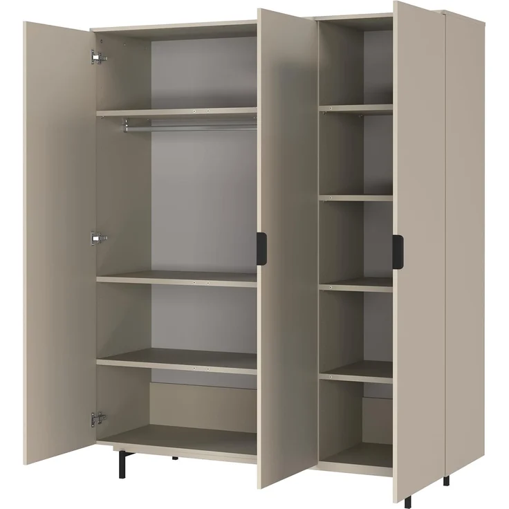 Germania Kleiderschrank 7035-186 GW-Tomino, in Steingrau, gedämpfte Türen, mit Kleiderstange, 158 x 190 x 54 cm (BxHxT) – Bild 5