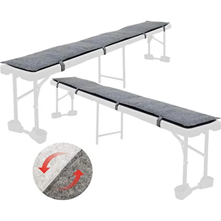 Dunedesign Bierbankauflage, Grau, 180 cm, 4 robuste Filzgurte, abwaschbar, für drinnen & draußen – Bild 1