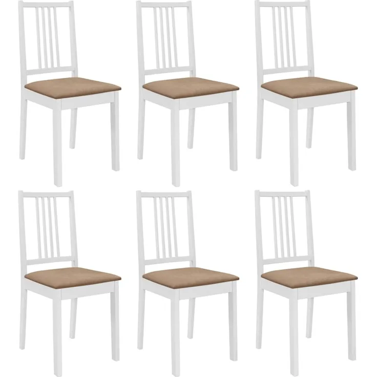 Esszimmerstühle mit Polstern 6 Stk. Weiß Massivholz [276405]