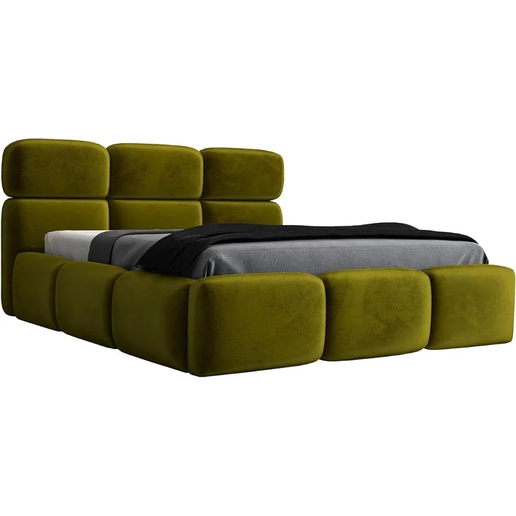Polsterbett MAROKO 140x200 ohne Matratze mit Bettkasten und Lattenrost. Farbe: Olive 9 – Bild 1