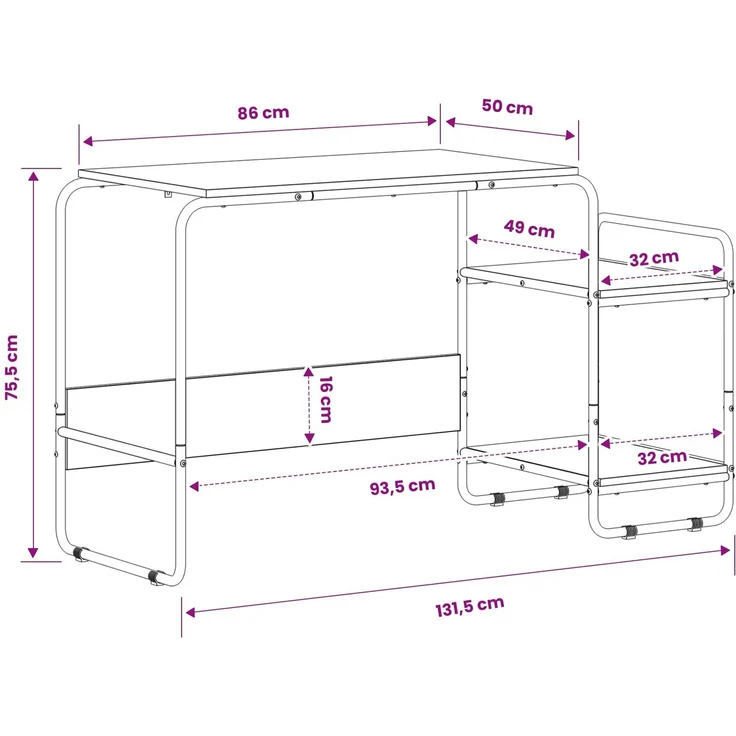 vidaXL Schreibtisch mit Stauraum Altholz 131,5 x 50 x 75,5 cm 8008054 – Bild 8