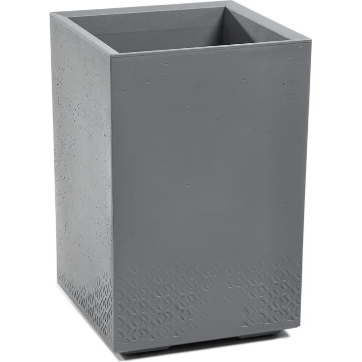LAMELA Pflanzkübel mit Rollen Höhe 60 cm, 36L – Blumentopf aus Kunststoff in Betonoptik – Übertopf mit Wasserablauf – Modern für Innen & Außen - Wetterfest & Pflegeleicht, Grau – Bild 1