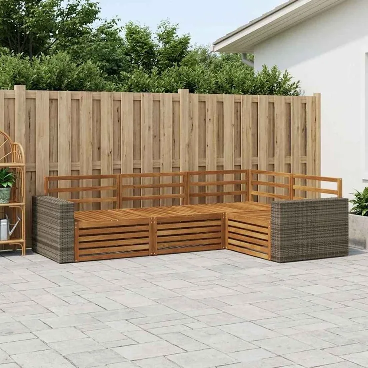 vidaXL Outdoor-Sofagarnitur 4 stk. 4-Sitzer Natur Massivholz Akazie 3383307