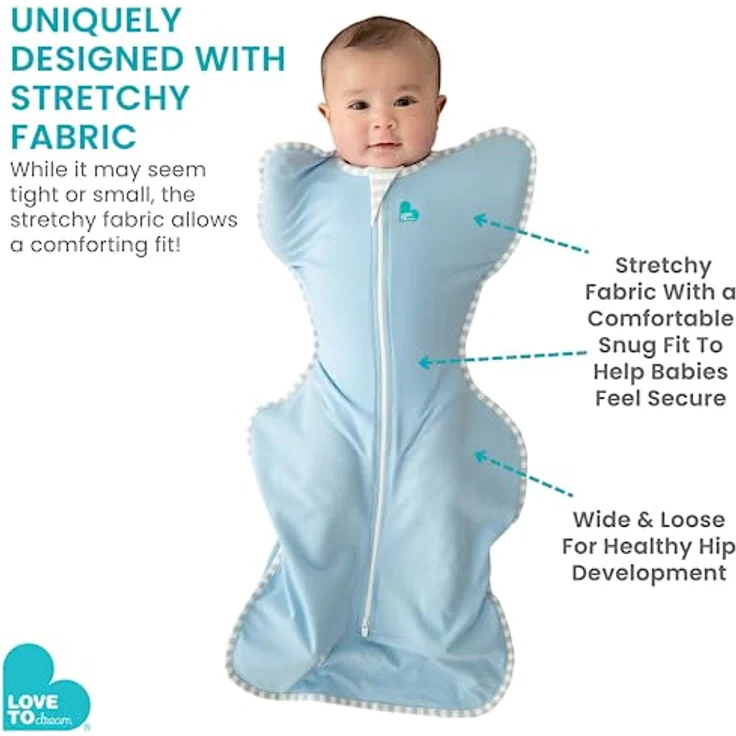 Love To Dream Pucksack, Baby Erstausstattung, ideal für kühle Temperaturen (16-20°C), Arme hoch Position, zweiweg-Reißverschluss für einfaches Windelwechseln, Schlafsack Weiß, Klein (3,5–6 kg) – Bild 10