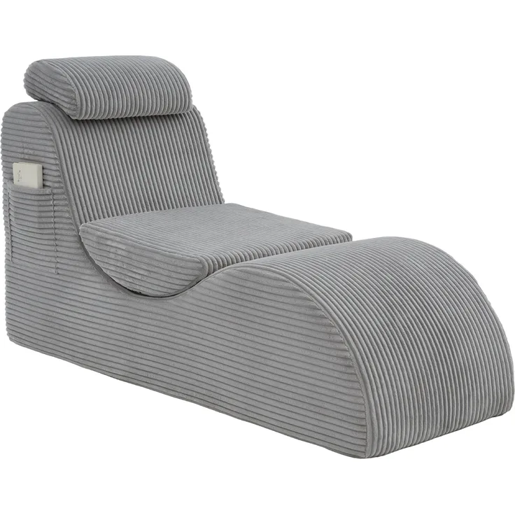 LVHOM Relaxsessel Ergonomisches Design, Lesesessel mit verstellbarer Kopfkissen und Sitzkissen, Fernsehsessel mit Seitentasche, Cord Bezug, bis 200kg belastbar