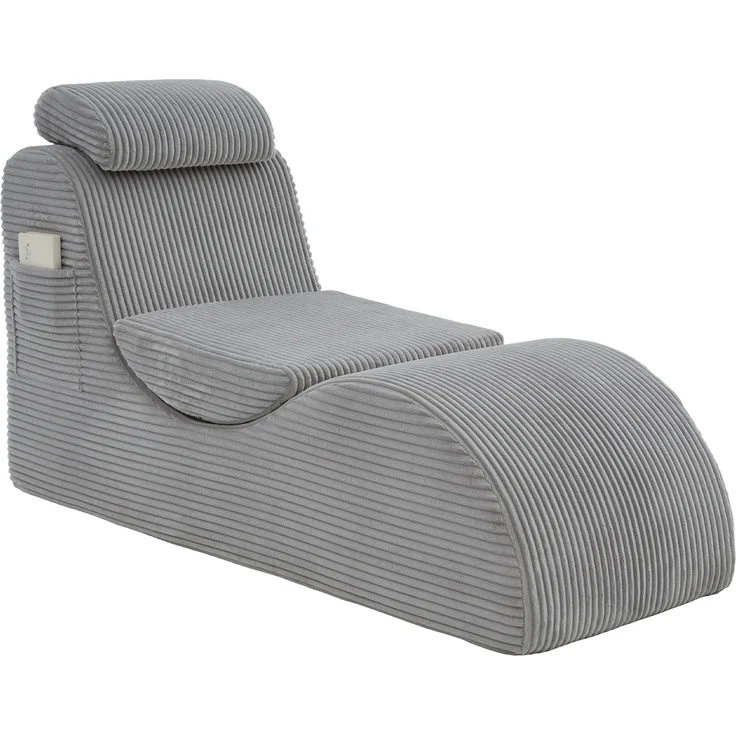 LVHOM Relaxsessel Ergonomisches Design, Lesesessel mit verstellbarer Kopfkissen und Sitzkissen, Fernsehsessel mit Seitentasche, Cord Bezug, bis 200kg belastbar – Bild 1