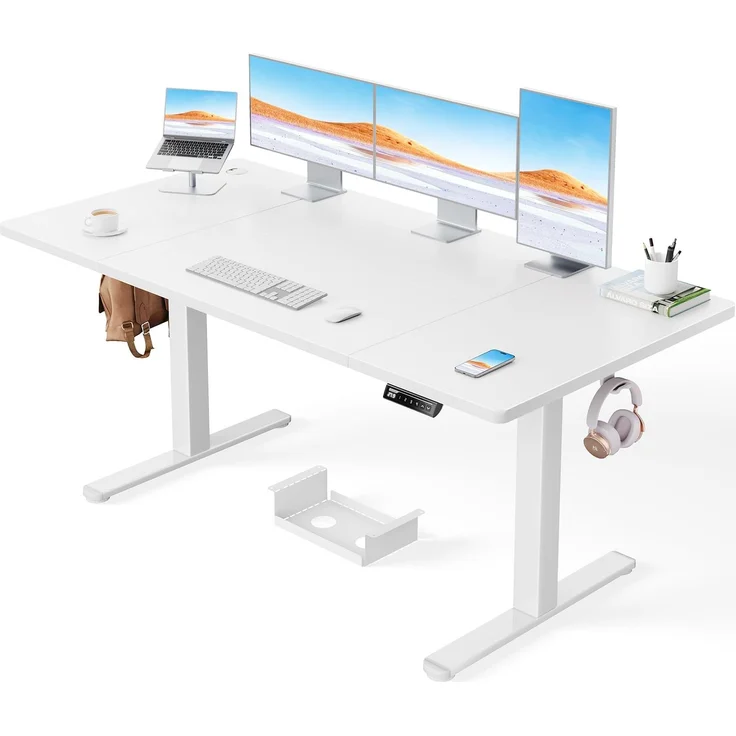 ErGear Höhenverstellbarer Schreibtisch-160x80 cm,100 KG Tragkraft Elektrischer Schreibtisch mit Fortgeschrittenem Bürstenlosem Motor, Leise Funktion, Robuster Metallrahmen, Vierteilige Tischplatte – Bild 1
