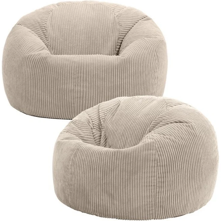 icon Sitzsack Erwachsene 2er Set Klassischer Sitzsack aus Cord „Kingston“, 85x50cm, Made in Germany, für Erwachsene & Kinder, mit Füllung – Bild 4