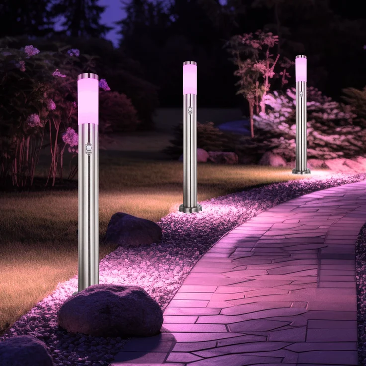 Smart RGB LED Stehleuchte, silber, Bewegungsmelder – Bild 6