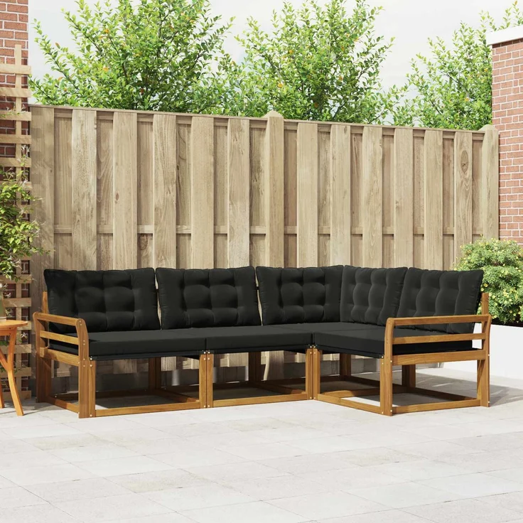 vidaXL Outdoor-Sofagarnitur 4 stk. 4-Sitzer Natur und Schwarz 3369411 – Bild 1