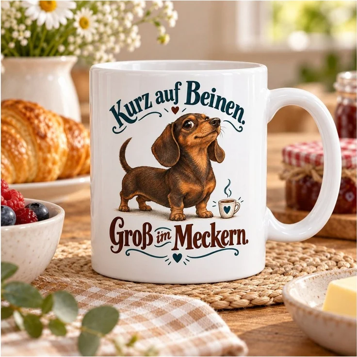 WS-Trend Tasse Dackel Kaffeetasse mit Spruch Keramik 330 ml Geschenkidee fuer Freunde, Keramik – Bild 3