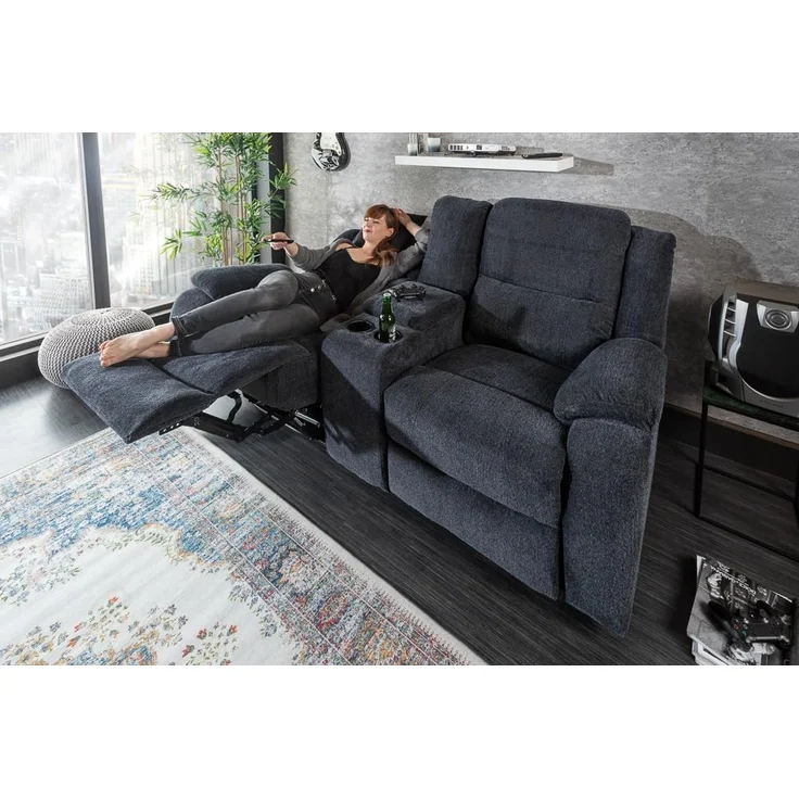 riess-ambiente Sessel HOLLYWOOD dunkelgrau - Kinosessel, Fernsehsessel, verstellbar, Wohnzimmer · Getränkehalter · Strukturstoff · Federkern · Modern – Bild 2