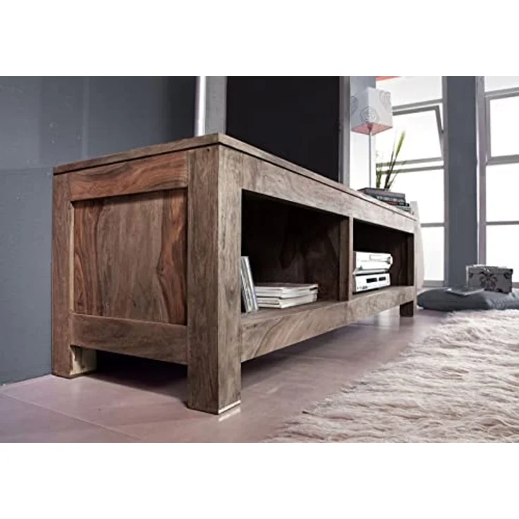 TV-Board Sheesham 148x45x45 grau geölt NATURE GREY #0123 – Bild 4