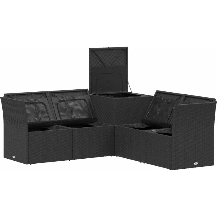 vidaXL Sofa Set 5 stk. Schwarz und Cremeweiß 179 x 179 x 85 cm 3447832 – Bild 6