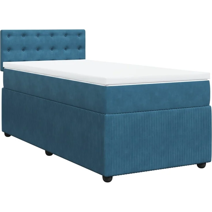 vidaXL Boxspringbett mit Matratze Blau 90x200 cm Samt 3287642 – Bild 2